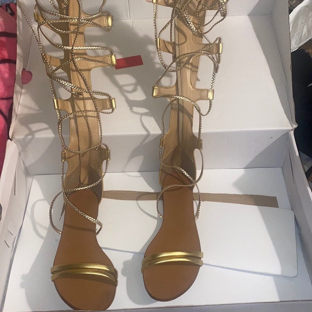 Aldo tie up sandals size 7 GOLD